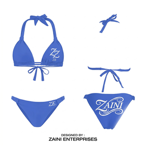 Conjunto de Bikini Reversible de Cintura Alta con Escote Pronunciado, 220 GSM, 100% Poliéster, Impresión Digital con Logotipo Personalizado, Traje de Baño para Mujer - Product Image 1