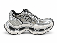 Sneakers athlétiques en maille argentée métallique de qualité supérieure, absorption des chocs, semelle épaisse antidérapante, chaussures de marche en plein air pour hommes et femmes