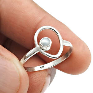 แหวนดีไซน์ไข่เปิดสไตล์โบฮีเมียนทำจากเงินแท้ 925 ประดับมุกทรงกลมเจียระไนสวยงาม ขายดี - Product Image 3