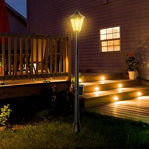 Lampione Solare Vintage da Esterno 240 cm, Lampada da Terra in Alluminio 3000K CCT, Corpo in ABS per Giardino, Prato, Vialetto, Passaggio - Product Image 2