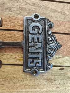 Heavy Duty Rustic Metal Gents Sign <b>Wall</b> Mounted Double Hook Vintage Industrial Style Coat <b>Hanger</b> for Mudroom Office Hotel - Product Image 6