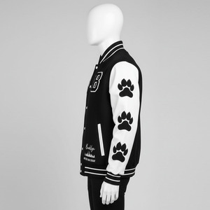 OEM High Quality Custom Woolen Fabric Winter Keep Warm Bomber Letterman Baseball Jacket with Front Logo - Product Image 2