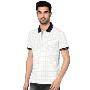 Polo à manches courtes pour homme, imprimé blanc, coton, design décontracté et respirant - Product Image 6