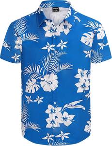 Chemise hawaïenne pour homme en coton à imprimé tropical, manches courtes, décontractée, boutonnée, pour la plage, les vacances d'été, motif floral coloré - Product Image 4