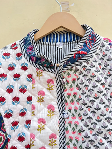 Veste sans manches d'hiver indienne faite à la main 100 % coton écologique matelassée anti-plis respirante séchage rapide avec poche avant coupe classique - Product Image 5