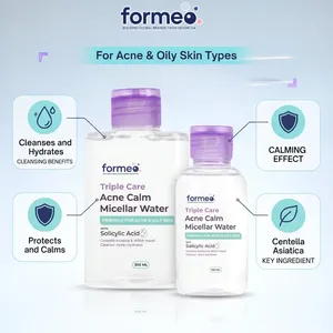 OEM ผลิตภัณฑ์ทำความสะอาดผิวหน้าสูตรเฉพาะ Perfect Bright Micellar Water Triple Care Acne Calm Micellar Water 300 มล. ผสมกรดซาลิไซลิก สำหรับผิวเป็นสิวง่ายและมัน - Product Image 3