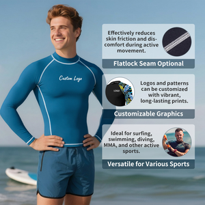 Camiseta de Compresión de Manga Larga Personalizada para Hombre con Protección Solar UPF 50+ UV de Secado Rápido para Surf y Natación - Product Image 4