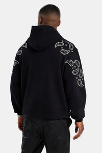 Sweat-shirts à capuche pour hommes en molleton de coton épais, coupe oversize, avec manches à motif cachemire et strass, style streetwear, pour marque privée et production en gros - Product Image 2