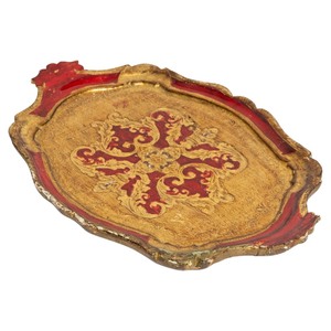 Bandeja Decorativa Multifuncional de Madera con Patrón Abstracto Moderno, Acabado en Oro, Estilo Indio, para Diwali - Product Image 1