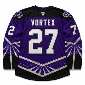 Camiseta de hockey sobre hielo personalizada para hombre, de poliéster de primera calidad, tejido Air-Knit, peso profesional, cuello con cordones, uniforme personalizado con detalles en sarga. - Product Image 6