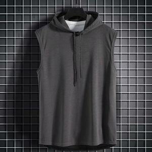 Débardeur de sport pour homme ARTIZ INTERNATIONAL personnalisé en gros, col rond, anti-boulochage, séchage rapide, respirant, polyester/coton côtelé - Product Image 5