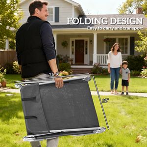 Set di 2 Sedie a Sdraio Pieghevoli con Schienale Reclinabile, Seduta in Rete Traspirante e Poggiatesta, Lettini Prendisole Neri - Product Image 5