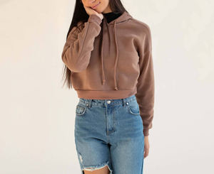 Sudadera Corta de Invierno para Mujer, Corte Holgado, Manga Larga, Capucha Ajustable, Estilo Casual, para Calle, Gimnasio y Fitness, 100% Algodón - Product Image 5