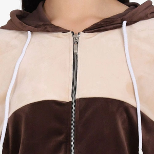 Ensemble de survêtements en molleton de haute qualité pour femmes, avec fermeture éclair, logo personnalisé, sweat-shirt et pantalon de jogging, design streetwear écologique - Product Image 5