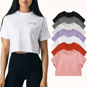 T-shirt court de haute qualité pour femmes, t-shirts unis 100% coton, t-shirts d'été pour femmes, t-shirt court personnalisé avec logo, débardeur pour femmes - Product Image 1