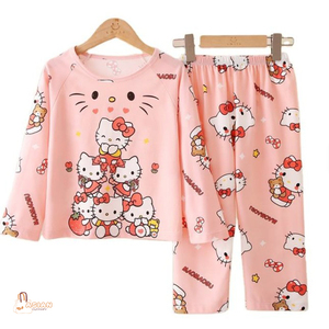 Ensemble de pyjamas pour filles, dessin animé, manches longues, imprimé violet, vêtements de nuit en deux pièces, printemps automne, vêtements de maison pour enfants - Product Image 5