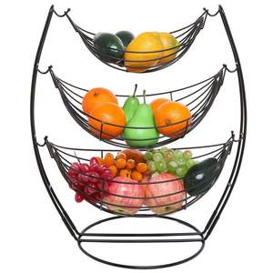 Support de rangement en métal noir à 3 niveaux pour fruits et légumes, paniers de rangement pour la cuisine, prix d'usine en gros - Product Image 1