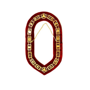 Low Price Royal Arch Chapter Chain <b>Collar</b> Jewel Gold Plated on Red Velvet Masonic Regalia Chain <b>Collar</b> - Product Image 5