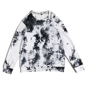 Sudadera de Cuello Redondo con Estampado Tie Dye en Blanco y Negro para Hombre, Sudadera de Manga Larga, Estilo Casual - Product Image 2
