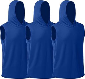 Débardeur à capuche sans manches pour homme, orange uni, séchage rapide, tricoté, décontracté, pour l'été, style gym classique - Product Image 2