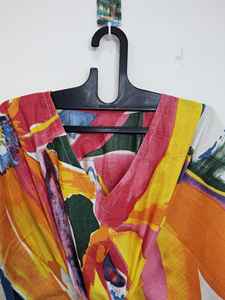 Vestido Kaftán de Algodón Puro con Encaje para Mujer - Estampado Floral Vintage, Ligero, Corte A, Holgado, Ideal para Playa y Descanso de Verano - Product Image 5