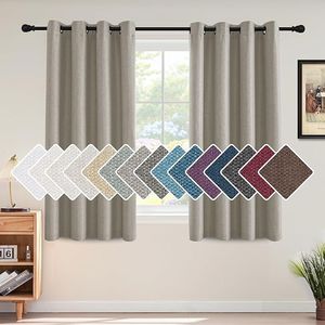 Cortinas con ojales de 54 pulgadas con aspecto de lino, con aislamiento térmico, opacas, de tela primitiva para dormitorio y sala de estar - Product Image 1