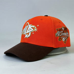 Gorra de Béisbol Bordada AllSneakers, Naranja Marrón, 6 Paneles, Ajustada, Unisex, Estilo Urbano, de Sarga de Algodón - Product Image 1