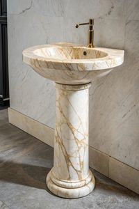 Lavabo de Pedestal de Mármol Moderno Estilo Italiano con Desagüe, Ecológico, Resistente al Agua, Lavabo de Lujo para Baño, para Uso en Almacenes - Product Image 3