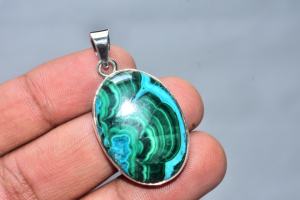 Pendentif en chrysocolle et malachite de qualité supérieure, pendentif en argent sterling 92,5 - Product Image 5