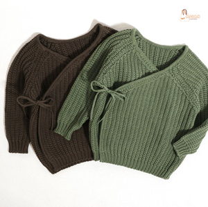 Nouveauté : Cardigan en coton 100% tricoté à la main, doux et de haute qualité, à manches longues bouffantes, imprimé animal, pour tout-petits, collection automne - Product Image 1