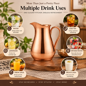 Carafe artisanale bicolore en laiton et cuivre, style vintage, avec col en laiton et corps en cuivre, pour la présentation de boissons, vaisselle décorative - Product Image 4