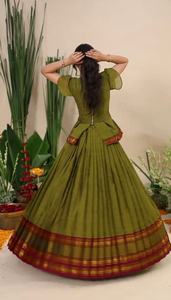 Beautiful Party Wear Designer Olive green <b>Top</b> And Bottom Fabric Silk Inner Micro Stich backside zip chain <b>Lehenga</b> - Product Image 5
