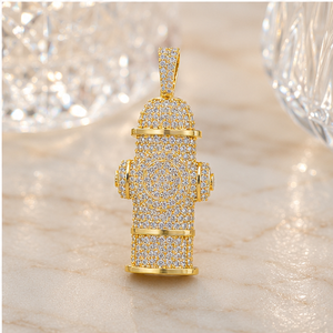 10K <b>Solid</b> <b>Gold</b> Custom Fire Hydrant Moissanite Diamond Statement Necklace <b>Pendant</b> Minimalist Firefighter Hip Hop Charms for Gifts - Product Image 2