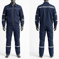 Tenue de Travail Homme Qualité Supérieure 240 GSM Coton Poly Twill Bleu Marine avec Panneau Réfléchissant Ensemble Cargo Logo Personnalisé Durable Industriel