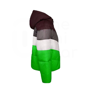 Hooded Color Blocking Puffer Jacket Windproof Casual Winter <b>Coat</b> Polyester Filling Regular Length Unisex Green White Gray <b>Maroon</b> - Product Image 4
