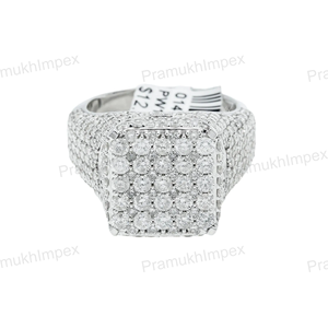 Anillo Cuadrado de Plata de Ley Unisex de Lujo, Estilo Hip Hop, Completamente Cubierto con Piedras de Moissanita, Joyería de Moda, Regalo para Él - Product Image 2