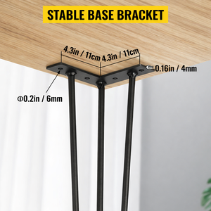 20" Hairpin Furniture <b>Legs</b> for DIY Desk Coffee Dining <b>Table</b> 4pcs Metal Furniture <b>Legs</b> 3 Rod Metal <b>Table</b> <b>Legs</b> EDPTBL017 - Product Image 6