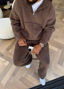 Sudadera con capucha de mohair para hombre, diseño personalizado, venta al por mayor, suéter de invierno con cremallera, unisex, de lana, tejido, extragrande - Product Image 3