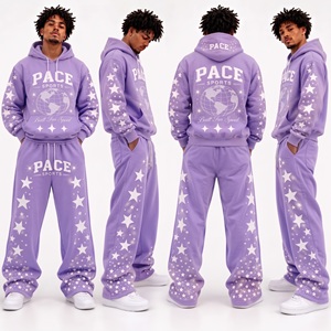 <b>men</b> vintage dusty rose pink tracksuit pullover hoodie star graphic print baggy wide leg sweatpants heavy fleece <b>2</b> <b>piece</b> <b>set</b> - Product Image 6