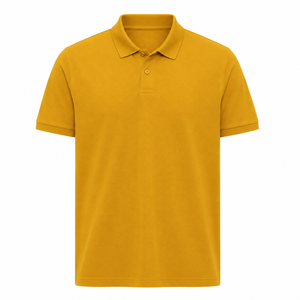 Polo à manches courtes jaune moutarde uni pour homme, col rabattu décontracté, boutonné - Product Image 1