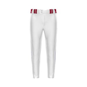 Pantalon de baseball blanc avec ceinture, pantalon de sport en jersey, pantalon d'uniforme athlétique à rayures contrastées pour le jeu d'équipe - Product Image 4