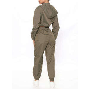 <b>Women</b> Long Sleeve Crop Top <b>Jacket</b> and Jogger Pants Sportswear Set Lightweight Casual Fitness Tracksuit Two Piece Suit - Product Image 2