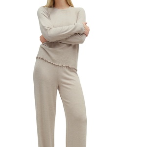 Pantalones de Pijama de Algodón Cómodos para Mujer, Ropa de Dormir de Color Sólido, Ropa para Dormir Relajante, Conjuntos de Dos Piezas para Usar en Casa - Product Image 1