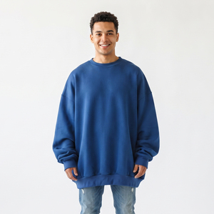 Men's Embroidered Waterproof Baggy Pullover <b>Sweat</b> Shirts Casual Loose Fit 100% Polyester Fleece Crew Neck Oversized Winter - Product Image 6
