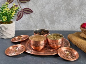 Handcrafted Hammered Copper Eco-Friendly Dishwasher Safe Spice Containers Lids Vintage Design Airtight Food <b>Storage</b> <b>Kitchen</b> Set - Product Image 4