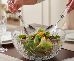 Crystal Handle Salad Server Set Stainless Steel <b>Mirror</b> Polish With Clear Crystal For Tableware Dining Home Cafe And Restaurant - Product Image 5