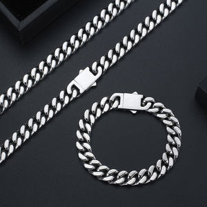 Hip Hop Stainless Steel Cuban <b>Necklace</b> Gold Plated <b>Chain</b> for Men Anniversary - Product Image 2