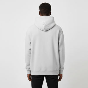 Sweat à capuche gris clair pour homme, personnalisable avec logo, en molleton, coupe oversize décontractée avec poche kangourou - Product Image 5