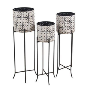 Pot de fleurs moderne en métal avec support, porte-plante sur pied pour décoration intérieure et extérieure, finition cuivre, support de plantes sur pied en solde - Product Image 2