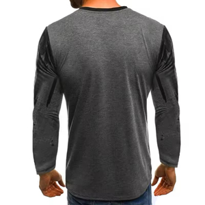 T-shirt à manches longues pour homme, imprimé par sublimation, rouge et noir, col rond, coupe ajustée, style streetwear, tricoté en polyester respirant - Product Image 2